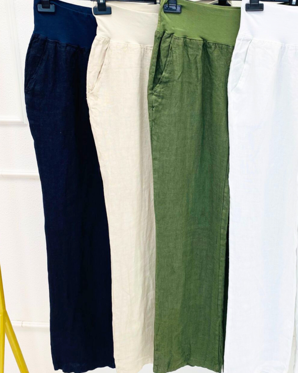 Pantalon lin Alina Kaki – Image 2